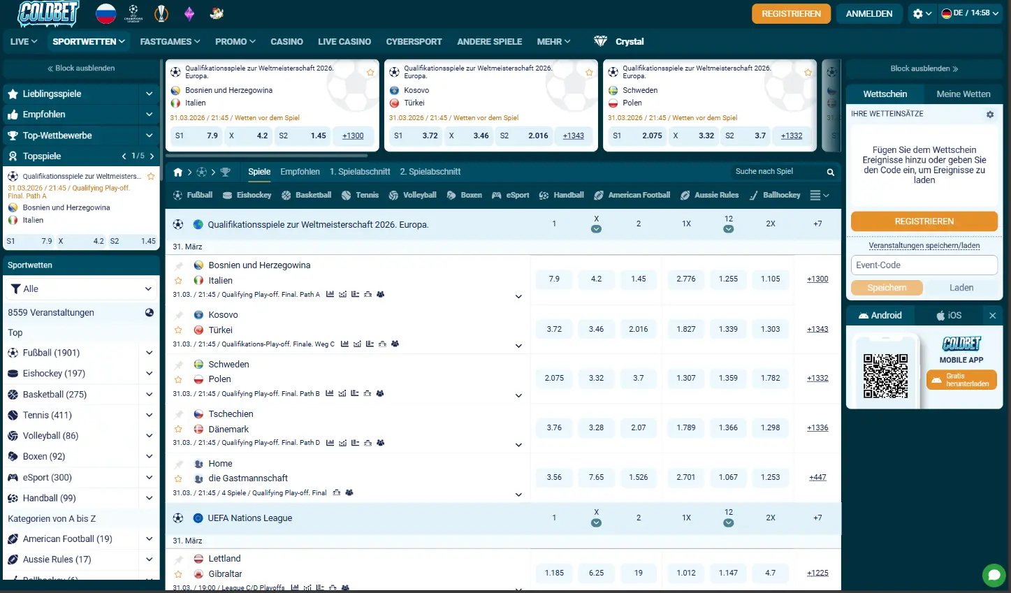 Coldbet Casino Sportwetten
